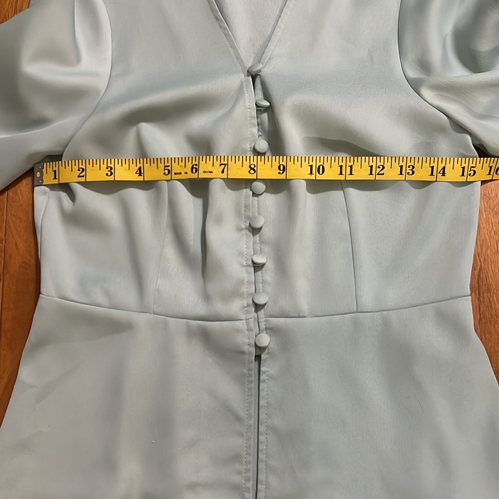 Topshop Pistachio Green Fitted Long Sleeve Top Button Detail Size 6 Pastel - Picture 5 of 11